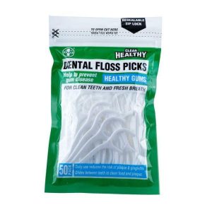 Personal Care |   Dental Floss Pick In Resealable Bag – Plastic – 50 Pack Health & Beauty Personal Care