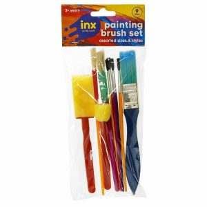 Stationery |   Brush Paint Set 9pc Foam and Bristle Office Supplies Stationery