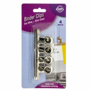 Stationery |   Clip Binder Silver 50mm 4 Pack Office Supplies Stationery