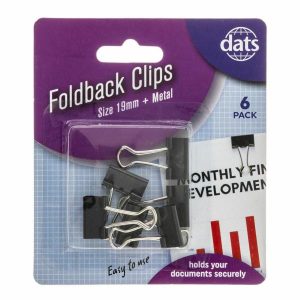 Stationery |   Clip Foldback Black Silver 19mm 6pk Office Supplies Stationery