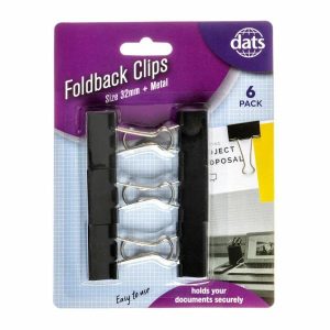 Stationery |   Clip Foldback Black Silver 32mm 6pk Office Supplies Stationery