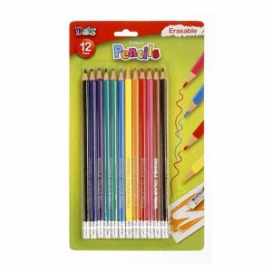 Stationery |   Erasable Colour Pencils With Eraser 12 Pack Office Supplies Stationery