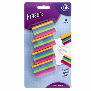 Stationery |   Eraser Rainbow Design 4 Pack Office Supplies Stationery