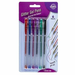 Stationery |   Mixed Glitter Ink Gel Pens Assorted Colours 6 Pack Office Supplies Stationery