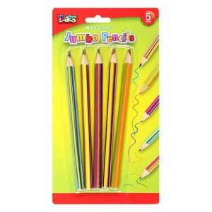 Stationery |   Multi-Colour Jumbo Pencils 5 Pack Office Supplies Stationery