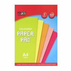 Stationery |   Pad Paper Colour 5 Fluro Cols A4 100s 75gsm Office Supplies Stationery