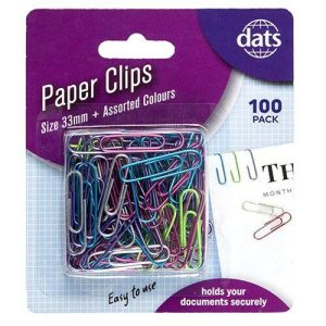 Stationery |   Paper Clips 33mm Mixed Metallic Colours – 100 Pack Office Supplies Stationery