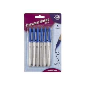 Stationery |   Permanent Markers Blue Ink Pen Style 6 Pack Office Supplies Stationery