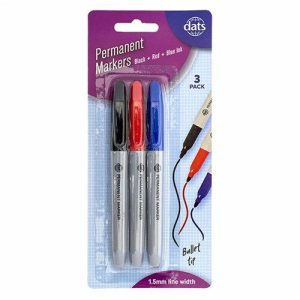 Stationery |   Permanent Markers Mixed Black Blue Red Ink Pen Style – 3 Pack Office Supplies Stationery