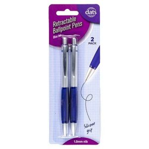 Stationery |   Retractable Blue Ink Ballpoint Pens with Silicone Grip – 2 Pack Office Supplies Stationery