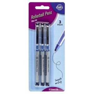 Stationery |   Rollerball Pens Blue Ink 3 Pack Office Supplies Stationery