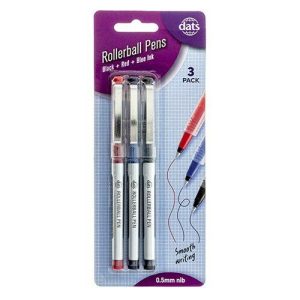 Stationery |   Rollerball Pens Mixed Black Blue Red Ink – 3 Pack Office Supplies Stationery