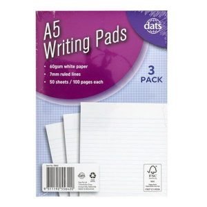 Stationery |   Ruled A5 Writing Pads 100 Pages – 3 Pack Office Supplies Stationery