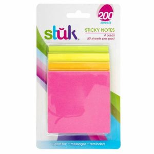 Stationery |    Super Sticky Notes 200 Pack – Assorted Office Supplies Stationery