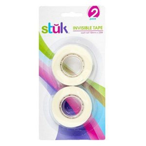 Stationery |   Tape Refill Invisible 18mm x 33M 2 Pack Office Supplies Stationery