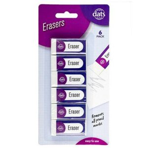 Stationery |   Vinyl Erasers – 6 Pack Office Supplies Stationery