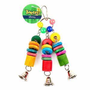 Bird Toys |   Bird Toy Wooden 3 Piece w Bells 20x6cm Bird Toys Bird Toys