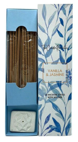 Candles |   Incense Sticks 5inch Vanilla & Jasmine – 40 Sticks with Holder Candles Candles