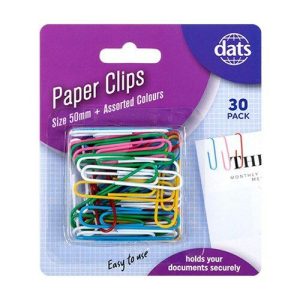 Stationery |   Clip Paper 50mm Mixed Colours 30 Pack Office Supplies Stationery