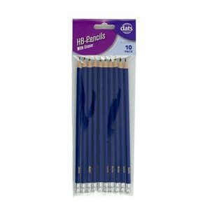 Stationery |   Pencil Blue Barrel HB with Eraser 10 Pack Office Supplies Stationery